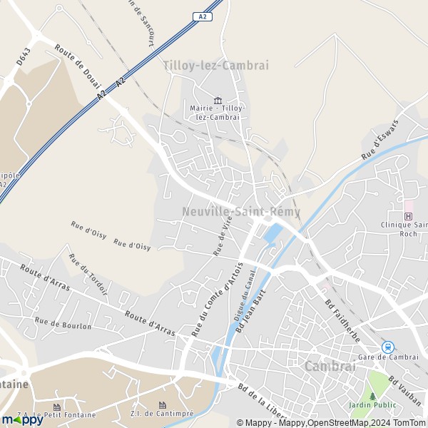 La carte pour la ville de Neuville-Saint-Rémy 59554