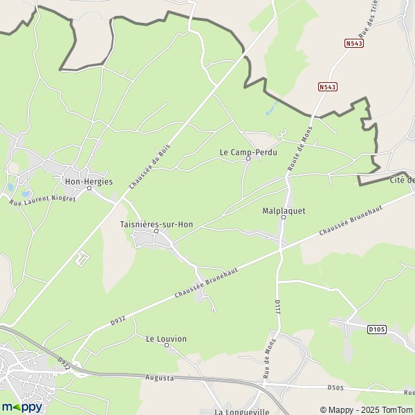 La carte pour la ville de Taisnières-sur-Hon 59570