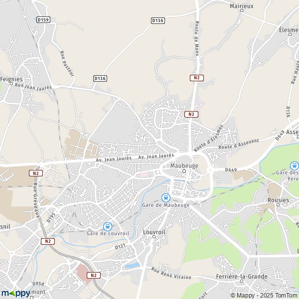 La carte pour la ville de Maubeuge 59600