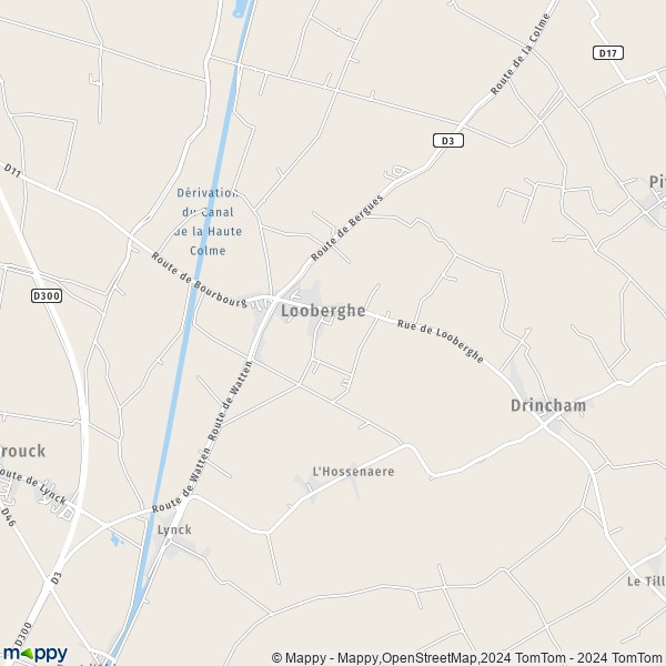 La carte pour la ville de Looberghe 59630