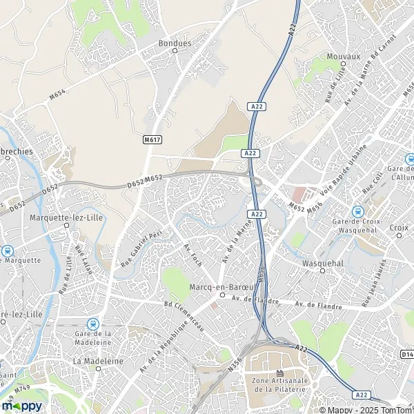 Plan MarcqenBaroeul carte de MarcqenBaroeul (59700) et infos pratiques