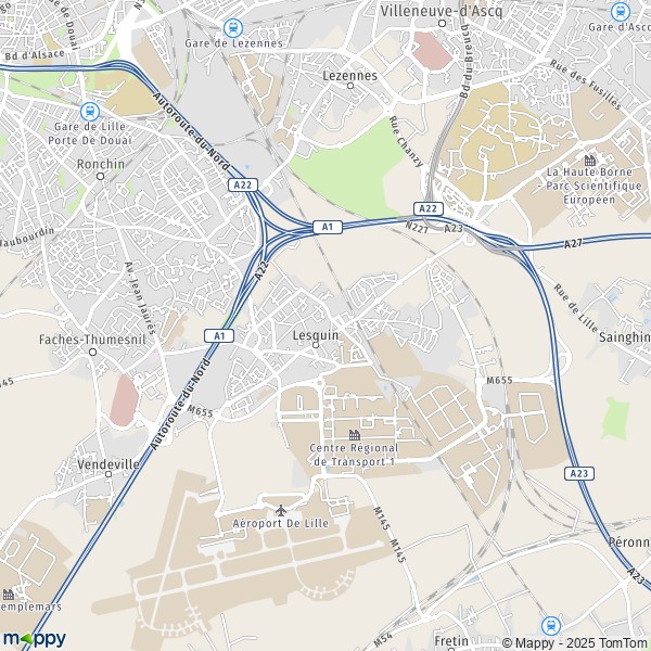 Carte Z.A. Les Tertiales, 59810 Lesquin