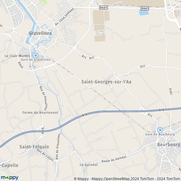La carte pour la ville de Saint-Georges-sur-l'Aa 59820