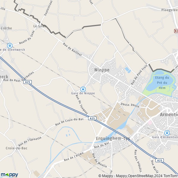 La carte pour la ville de Nieppe 59850