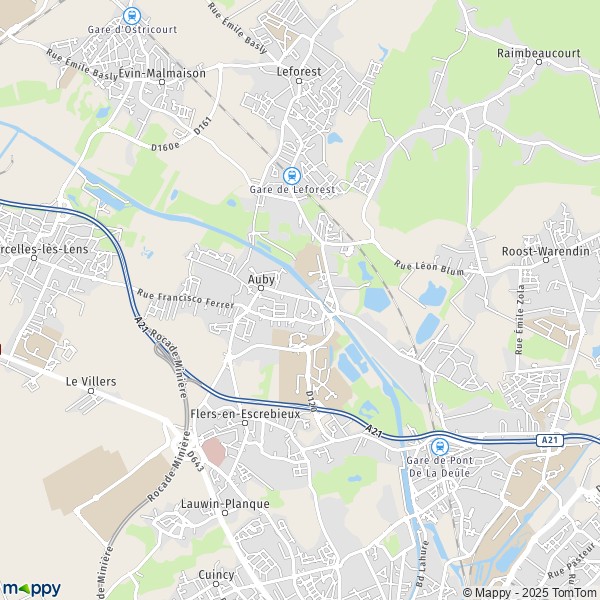 La carte pour la ville de Auby 59950