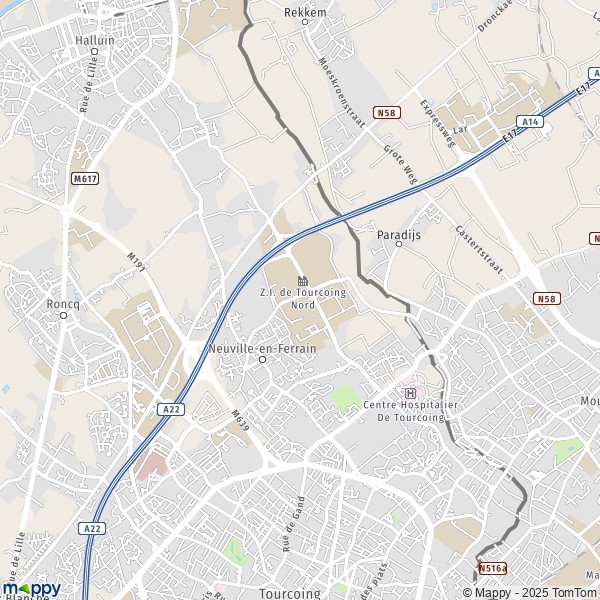 La carte pour la ville de Neuville-en-Ferrain 59960