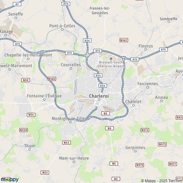 La carte pour la ville de 6000-6061 Charleroi