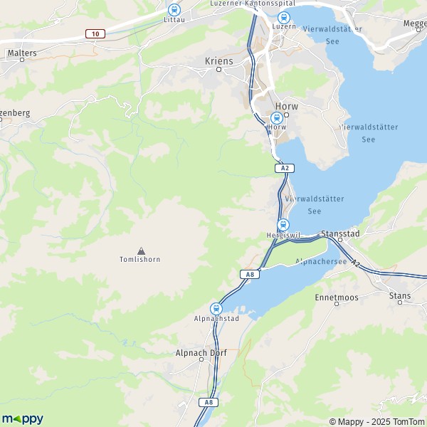 La carte pour la ville de Hergiswil (Nidwalden) 6010-6052