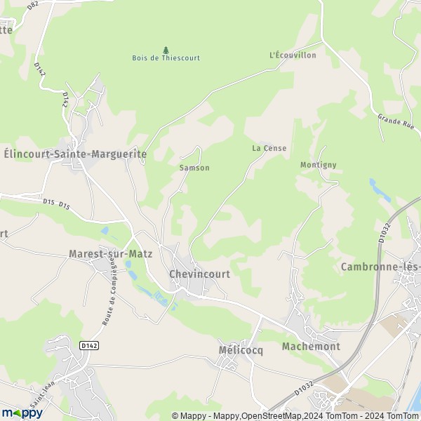 La carte pour la ville de Chevincourt 60150