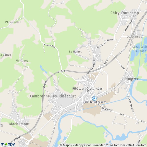 La carte pour la ville de Ribécourt-Dreslincourt 60170