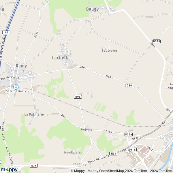 La carte pour la ville de Lachelle 60190