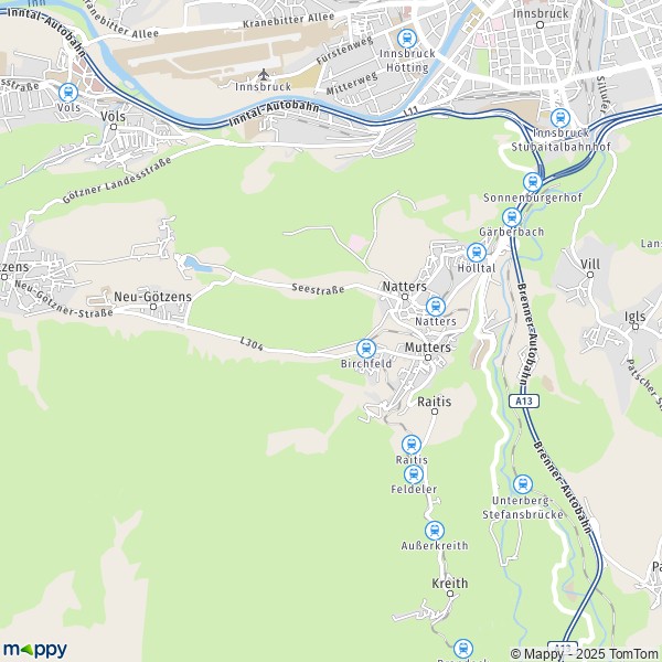 La carte pour la ville de Natters 6020-6161