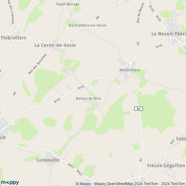 La carte pour la ville de Boissy-le-Bois, 60240 La Corne-en-Vexin
