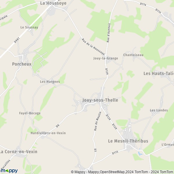 La carte pour la ville de Jouy-sous-Thelle 60240