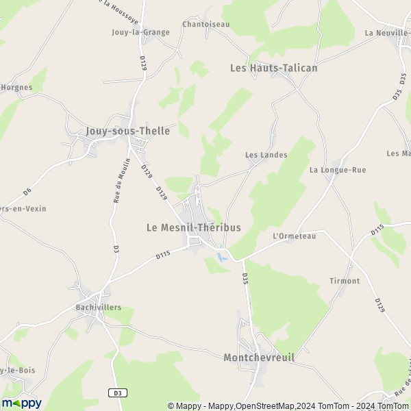 La carte pour la ville de Le Mesnil-Théribus 60240