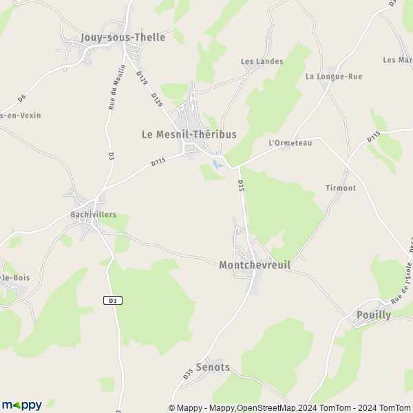 La carte pour la ville de Fresneaux-Montchevreuil, 60240 Montchevreuil