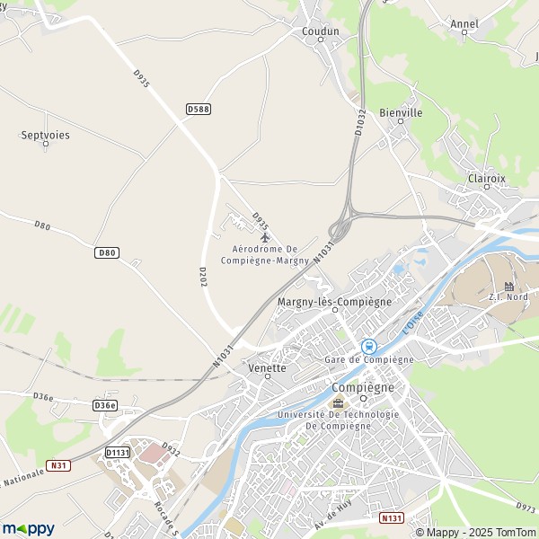 La carte pour la ville de Margny-lès-Compiègne 60280