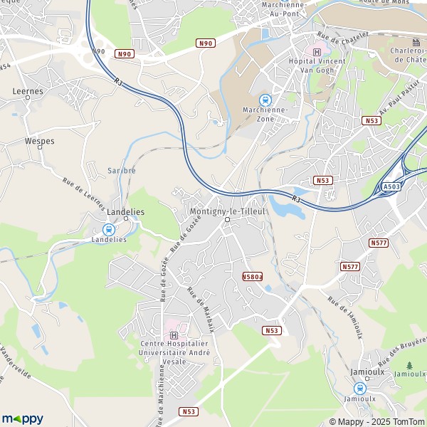La carte pour la ville de 6030-6111 Montigny-le-Tilleul