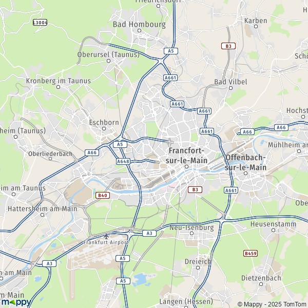 La carte pour la ville de 60308-65936 Francfort-sur-le-Main