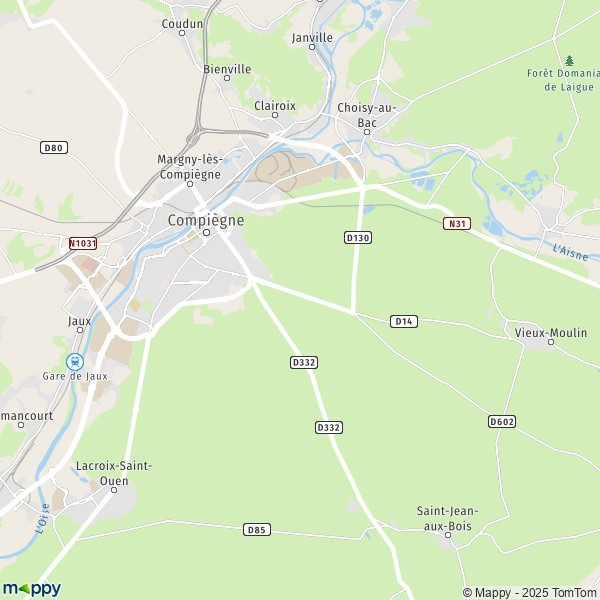 Carte Forêt De Compiègne, 60350 Saint-Jean-aux-Bois