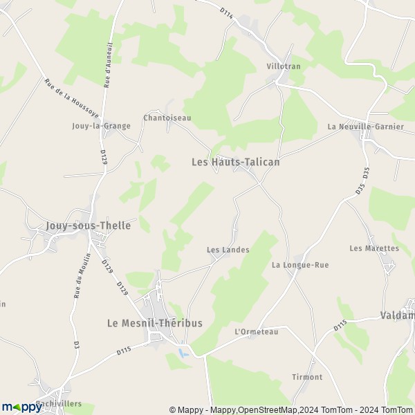 La carte pour la ville de Beaumont-les-Nonains, 60390 Les Hauts-Talican