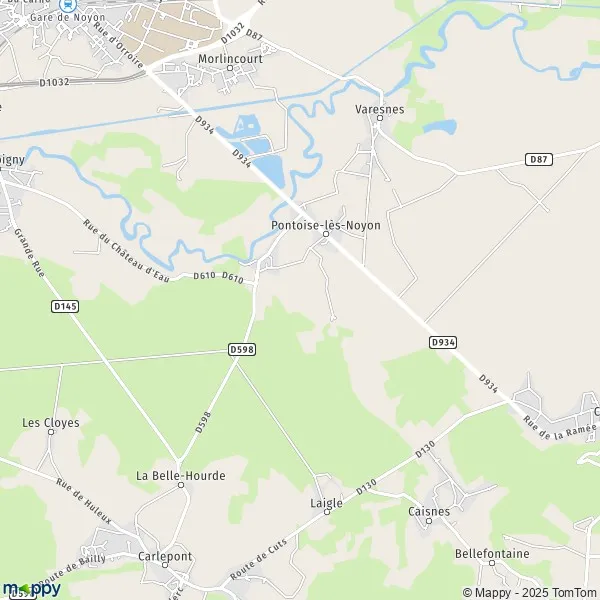 Plan PontoiselèsNoyon carte de PontoiselèsNoyon (60400) et infos