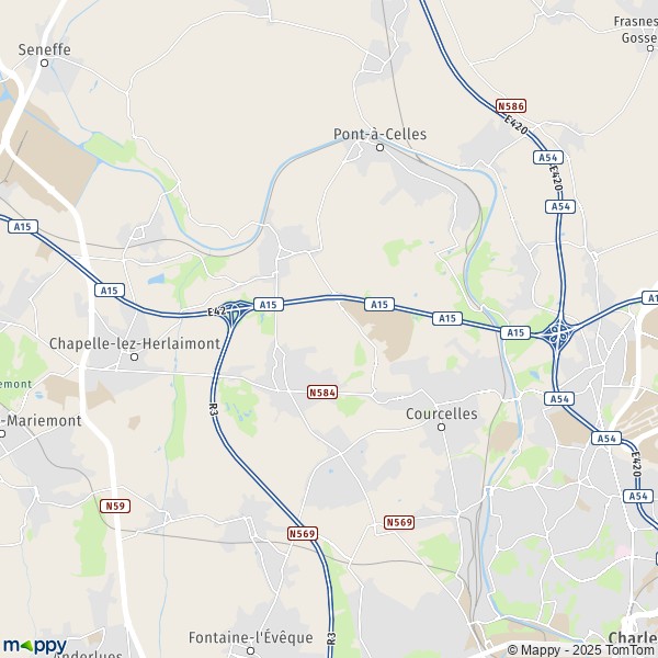 La carte pour la ville de 6041-6230 Courcelles