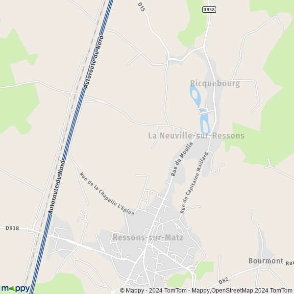 La carte pour la ville de La Neuville-sur-Ressons 60490