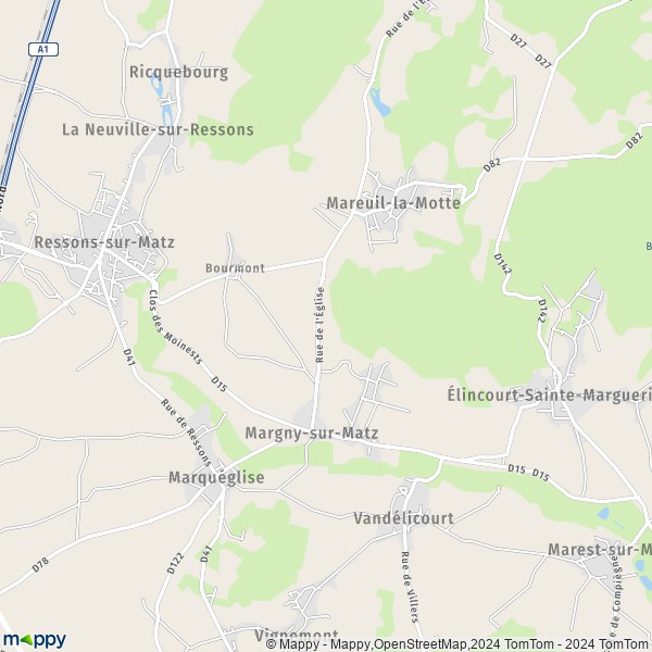 La carte pour la ville de Margny-sur-Matz 60490