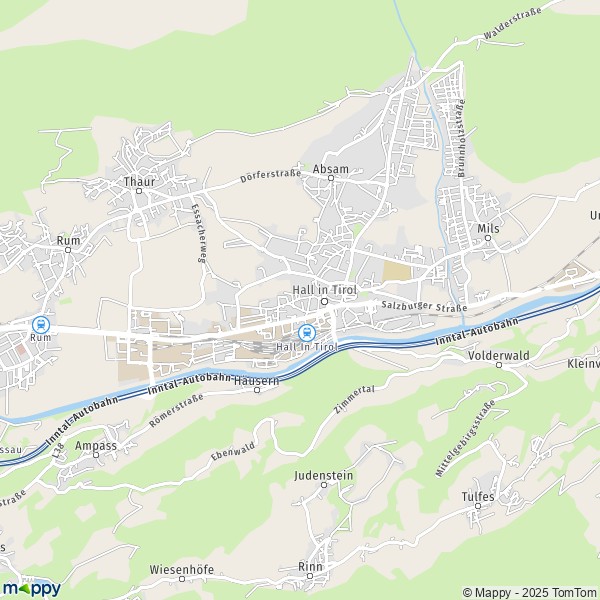 La carte pour la ville de Hall-en-Tyrol 6060-6070