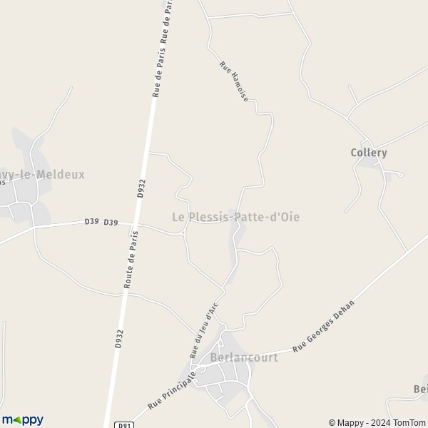 La carte pour la ville de Le Plessis-Patte-d'Oie 60640