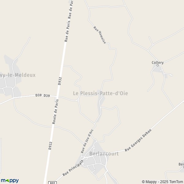 La carte pour la ville de Le Plessis-Patte-d'Oie 60640