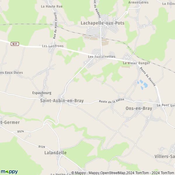 La carte pour la ville de Saint-Aubin-en-Bray 60650