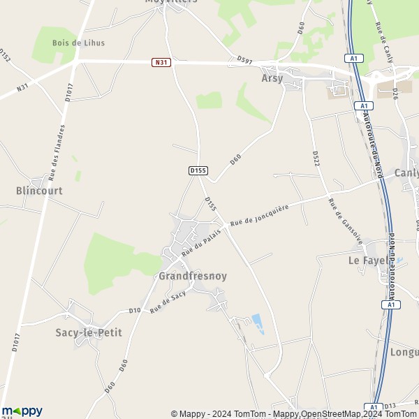La carte pour la ville de Grandfresnoy 60680