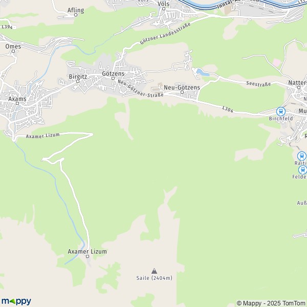 La carte pour la ville de Götzens 6091