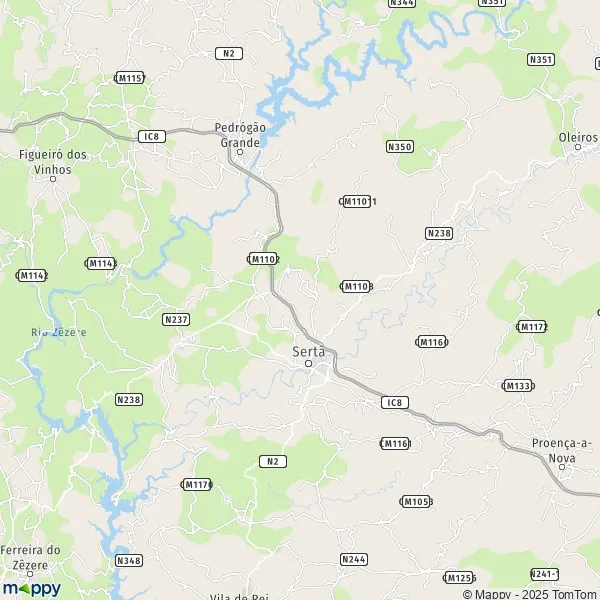 La carte pour la ville de 6100 Sertã