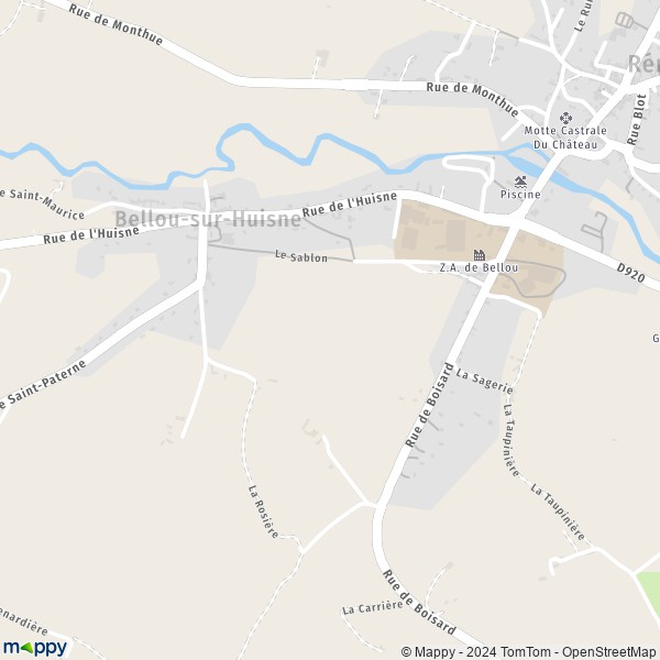 La carte pour la ville de Bellou-sur-Huisne, 61110 Rémalard-en-Perche