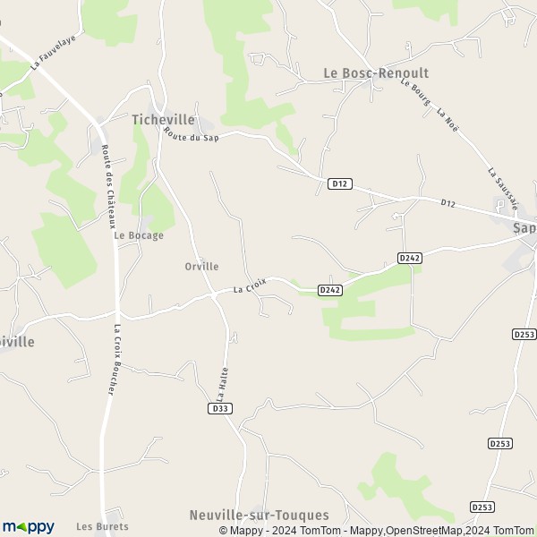 La carte pour la ville de Orville, 61120 Sap-en-Auge