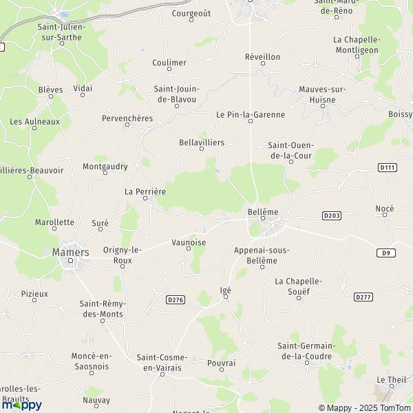 La carte pour la ville de Origny-le-Butin, 61130 Belforêt-en-Perche