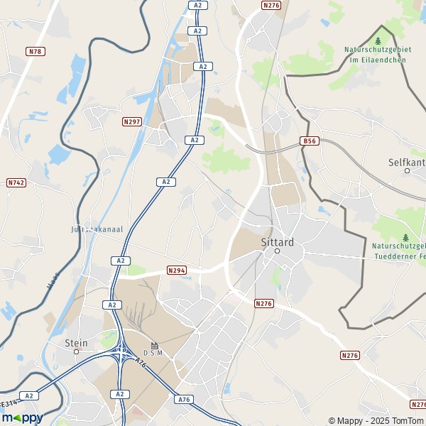 La carte pour la ville de Sittard-Geleen 6121-6167