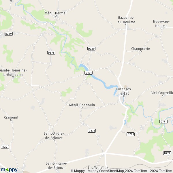La carte pour la ville de La Forêt-Auvray, 61210 Putanges-le-Lac