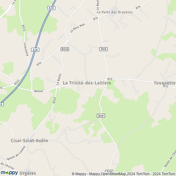 La carte pour la ville de La Trinité-des-Laitiers 61230