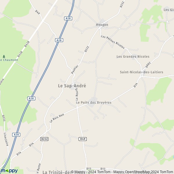 La carte pour la ville de Le Sap-André 61230