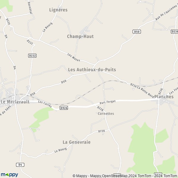 La carte pour la ville de Les Authieux-du-Puits 61240