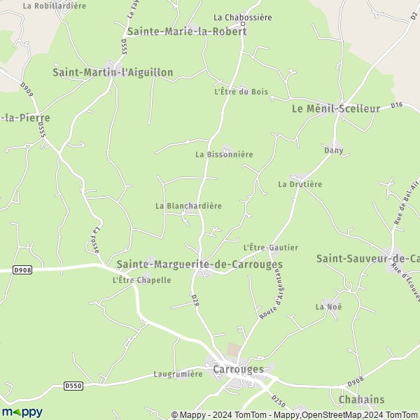 La carte pour la ville de Sainte-Marguerite-de-Carrouges 61320