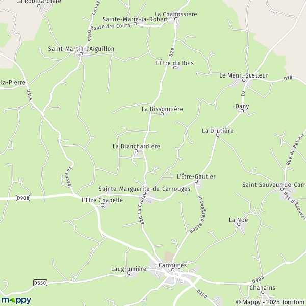 La carte pour la ville de Sainte-Marguerite-de-Carrouges 61320