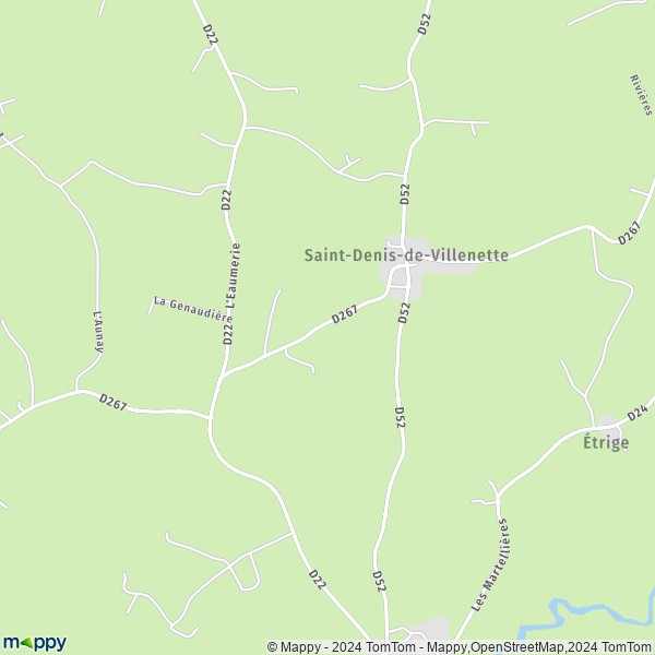 La carte pour la ville de Saint-Denis-de-Villenette, 61330 Juvigny-Val-d'Andaine