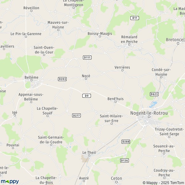 La carte pour la ville de Saint-Jean-de-la-Forêt, Perché-en-Nocé, 61340 Perche en Nocé