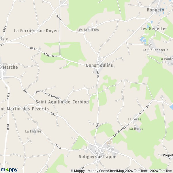 La carte pour la ville de Saint-Aquilin-de-Corbion 61380