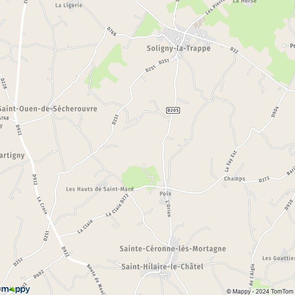 La carte pour la ville de Sainte-Céronne-lès-Mortagne 61380